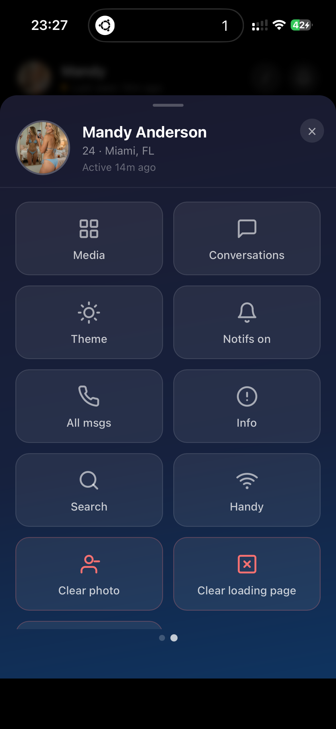 Mandy app — settings